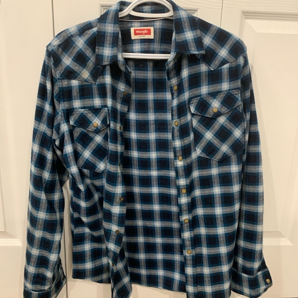 Wrangler Navy and White Checkered Shirt